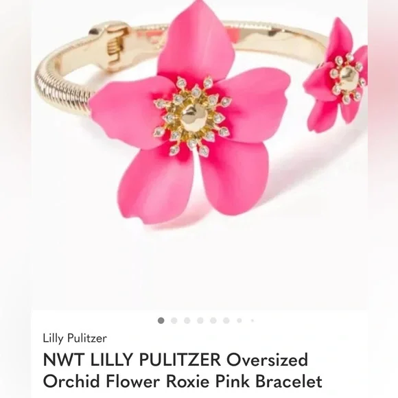 Lilly Pulitzer NWT IN BAG! ‘Roxie Pink’ Orchid Flower Bracelet - Picture 9 of 9